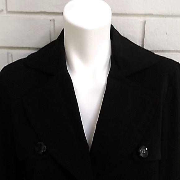Liz Claiborne Black Trench Coat Jacket. Size Small - Picture 5 of 13